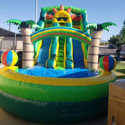 Jouets gonflables pour enfants en plein air Petit toboggan solaire avec piscine et double toboggan