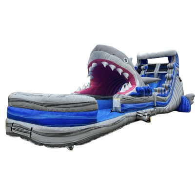 Taille personnalisée toboggan gonflable avec grand toboggan à requin et piscine