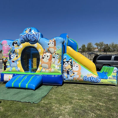Location de fêtes commerciales en PVC Bluey Cartoon Bounce Jumping House Château avec glissement