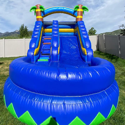 Petit toboggan gonflable avec piscine été palmier Klein Blue Kid Jouets de toboggan