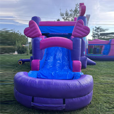 Kit de réparation fourni Commercial PVC arc-en-ciel maison de rebond unicorne avec toboggan et piscine