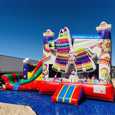 Maison gonflable en PVC portable pour chiot arc-en-ciel avec trampoline