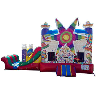 Voie maritime Arc-en-ciel en PVC commercial Big Star Red Bounce House gonflable avec glissement