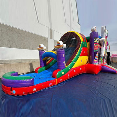 Voie maritime Arc-en-ciel en PVC commercial Big Star Red Bounce House gonflable avec glissement