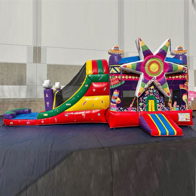 Voie maritime Arc-en-ciel en PVC commercial Big Star Red Bounce House gonflable avec glissement