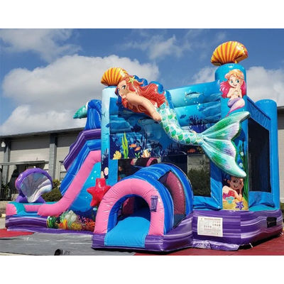Château gonflable thème sirène maison gonflable avec diapositive couleur personnalisée