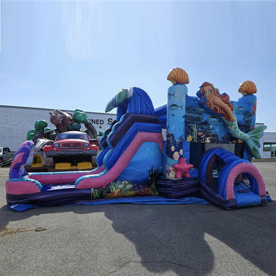 Château gonflable thème sirène maison gonflable avec diapositive couleur personnalisée
