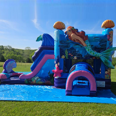 Château gonflable thème sirène maison gonflable avec diapositive couleur personnalisée