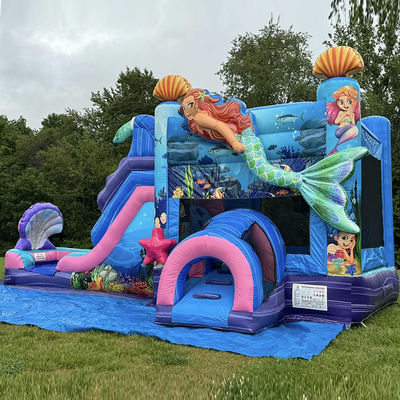 Château gonflable thème sirène maison gonflable avec diapositive couleur personnalisée