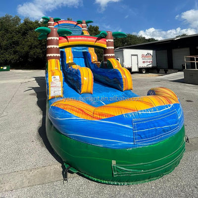 Populaire Blue Slide pour le plaisir multijoueur au parc familial avec design de souffleur et de palmier
