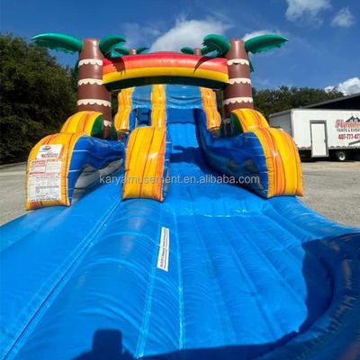 Populaire Blue Slide pour le plaisir multijoueur au parc familial avec design de souffleur et de palmier