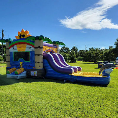 Château solaire en PVC commercial unisexe de 27 pieds avec château gonflable gonflable et piscine à double voie