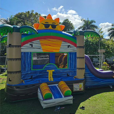 Château solaire en PVC commercial unisexe de 27 pieds avec château gonflable gonflable et piscine à double voie