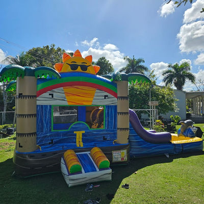 Château solaire en PVC commercial unisexe de 27 pieds avec château gonflable gonflable et piscine à double voie