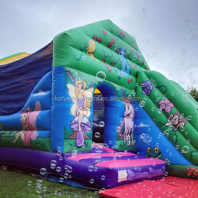 L'expérience de l'excitation du château gonflable commercial avec toboggan pour la fête en famille