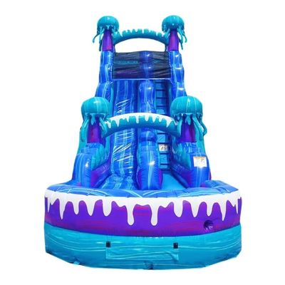 Équipement de loisirs de parc extérieur 36ft coloré toboggan gonflable avec piscine