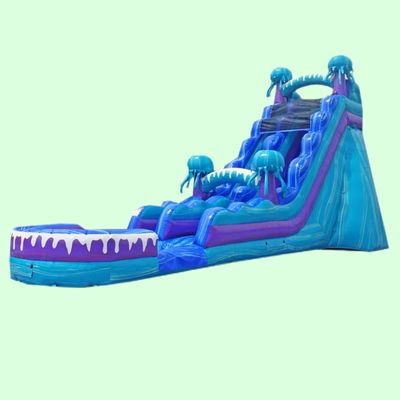 Équipement de loisirs de parc extérieur 36ft coloré toboggan gonflable avec piscine