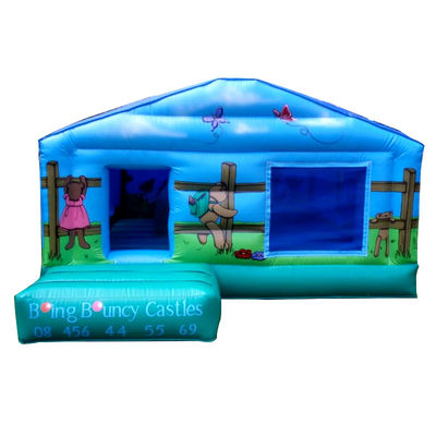 Trampoline de pique-nique commercial pour enfants avec château de rebond bleu gonflable et trou de balle