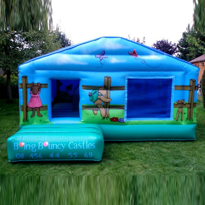 Trampoline de pique-nique commercial pour enfants avec château de rebond bleu gonflable et trou de balle