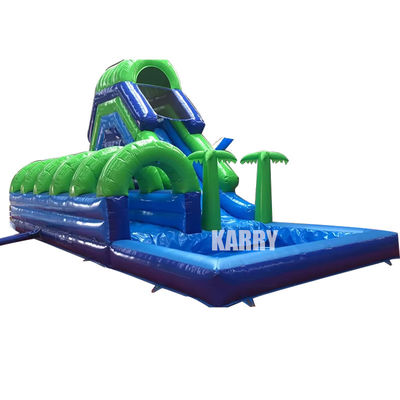 Location de soirée Entreprise Glissière gonflable à palmiers avec piscine Glissière longue