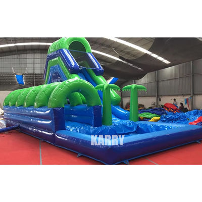 Location de soirée Entreprise Glissière gonflable à palmiers avec piscine Glissière longue