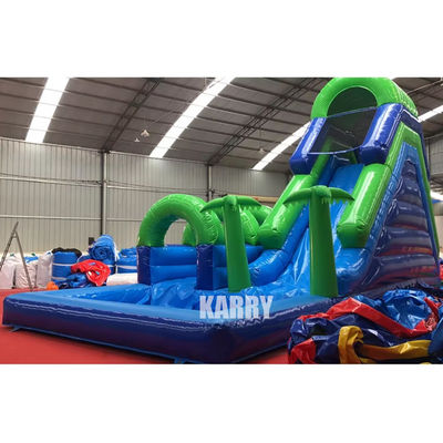 Location de soirée Entreprise Glissière gonflable à palmiers avec piscine Glissière longue