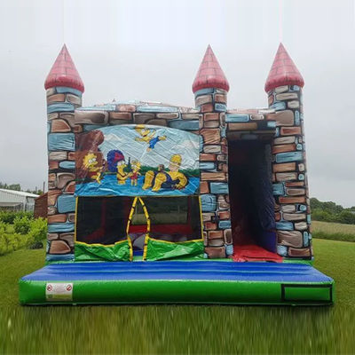 Blower Commercial Animation de dessins animés en PVC maison gonflable avec piscine à toboggan