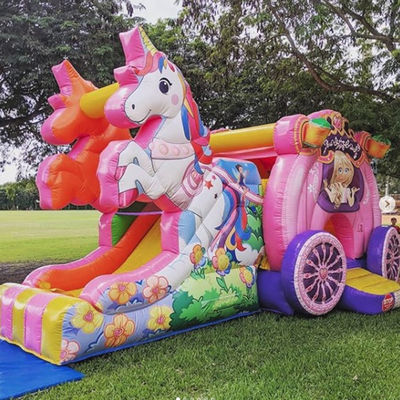 Voie maritime Air Express Rainbow Unicorn Bouncy Bouncer gonflable avec glissement