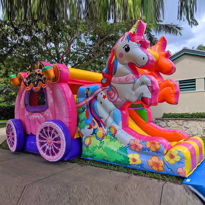 Voie maritime Air Express Rainbow Unicorn Bouncy Bouncer gonflable avec glissement