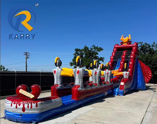 Caractéristiques personnalisées toboggan gonflable pour adultes avec piscine maison de rebond PVC durable