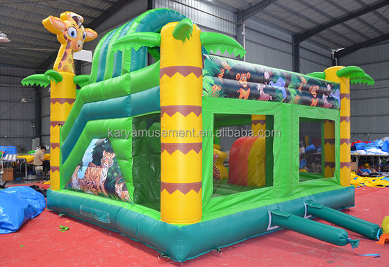 Wild Jungle Safari Château gonflable à saut de couleur personnalisée Maison à rebond avec diapos