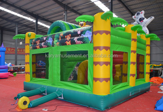 Wild Jungle Safari Château gonflable à saut de couleur personnalisée Maison à rebond avec diapos