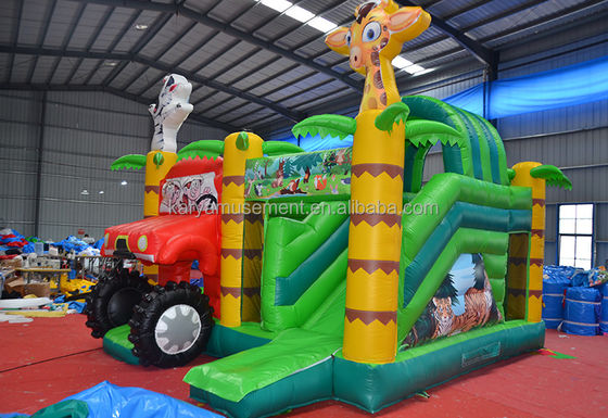 Wild Jungle Safari Château gonflable à saut de couleur personnalisée Maison à rebond avec diapos