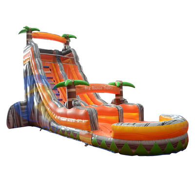 Promotion d'événements commerciaux Orange Palm toboggan gonflable avec piscine et plus