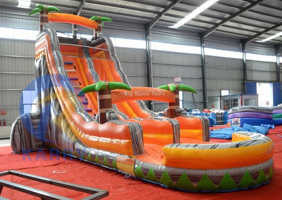 Promotion d'événements commerciaux Orange Palm toboggan gonflable avec piscine et plus