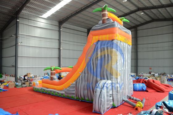 Promotion d'événements commerciaux Orange Palm toboggan gonflable avec piscine et plus