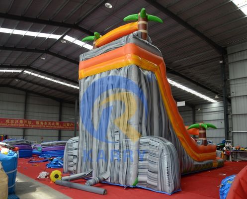 Promotion d'événements commerciaux Orange Palm toboggan gonflable avec piscine et plus