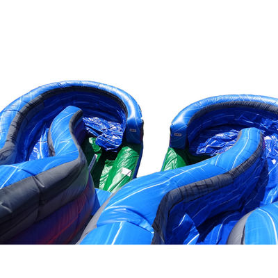 Grand toboggan gonflable avec deux voies de glissement humide et 0,55 mm Plato PVC