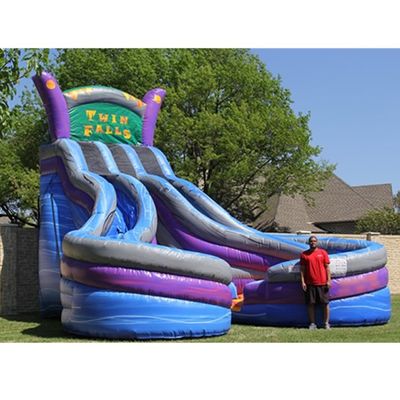 Grand toboggan gonflable avec deux voies de glissement humide et 0,55 mm Plato PVC