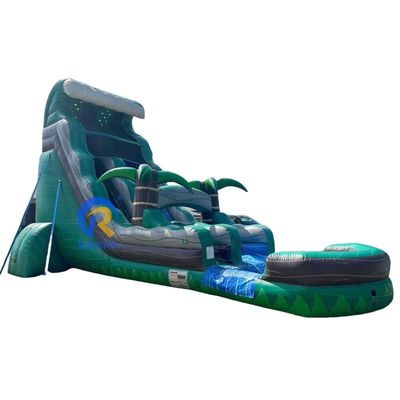 OEM Acceptable Commercial Glissière d'eau vert grand palmier gonflable Glissière d'eau avec piscine