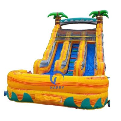 OEM Acceptable Commercial Glissière d'eau vert grand palmier gonflable Glissière d'eau avec piscine