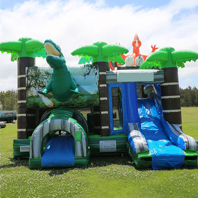 Jurassic Dinosaurs Park maison gonflable avec glissade et piscine amovible en PVC