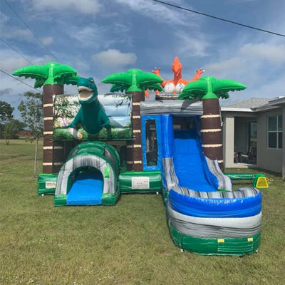 Jurassic Dinosaurs Park maison gonflable avec glissade et piscine amovible en PVC