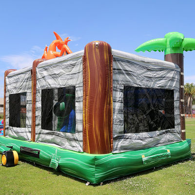 Jurassic Dinosaurs Park maison gonflable avec glissade et piscine amovible en PVC
