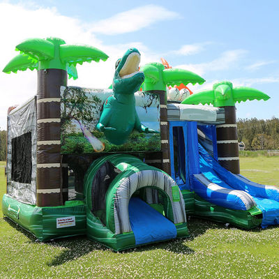 Jurassic Dinosaurs Park maison gonflable avec glissade et piscine amovible en PVC