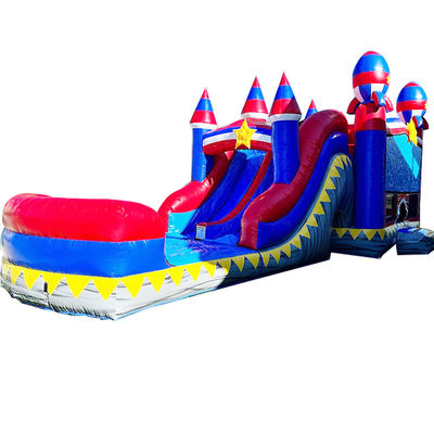 Événements de fête Commercial PVC Rocket rouge maison gonflable avec piscine à toboggan