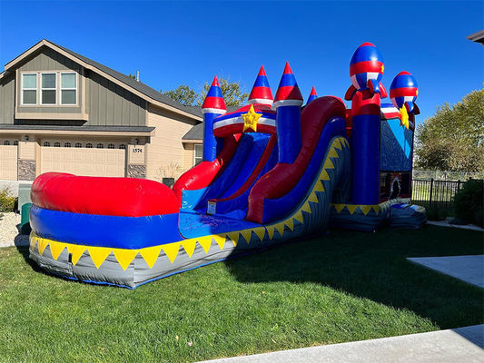 Événements de fête Commercial PVC Rocket rouge maison gonflable avec piscine à toboggan