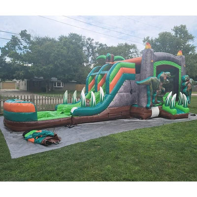 Dinosaures du Jurassique Commercial PVC maison gonflable à rebond avec glissière avec souffleur