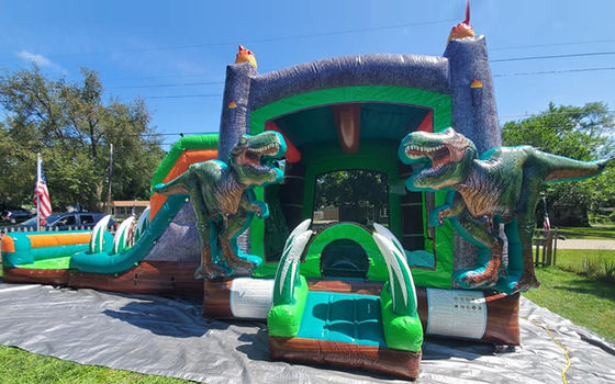Dinosaures du Jurassique Commercial PVC maison gonflable à rebond avec glissière avec souffleur