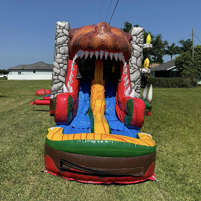 Location de soirée incontournable Personnaliser Accepté Thème Jurassique Dinosaur Commercial PVC maison gonflable avec glissement